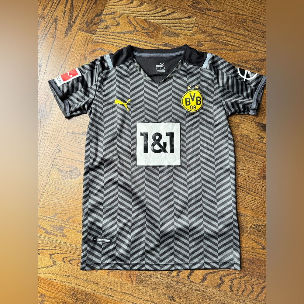 Puma Borussia Dortmund Black and Gray Chevron Jersey Away
